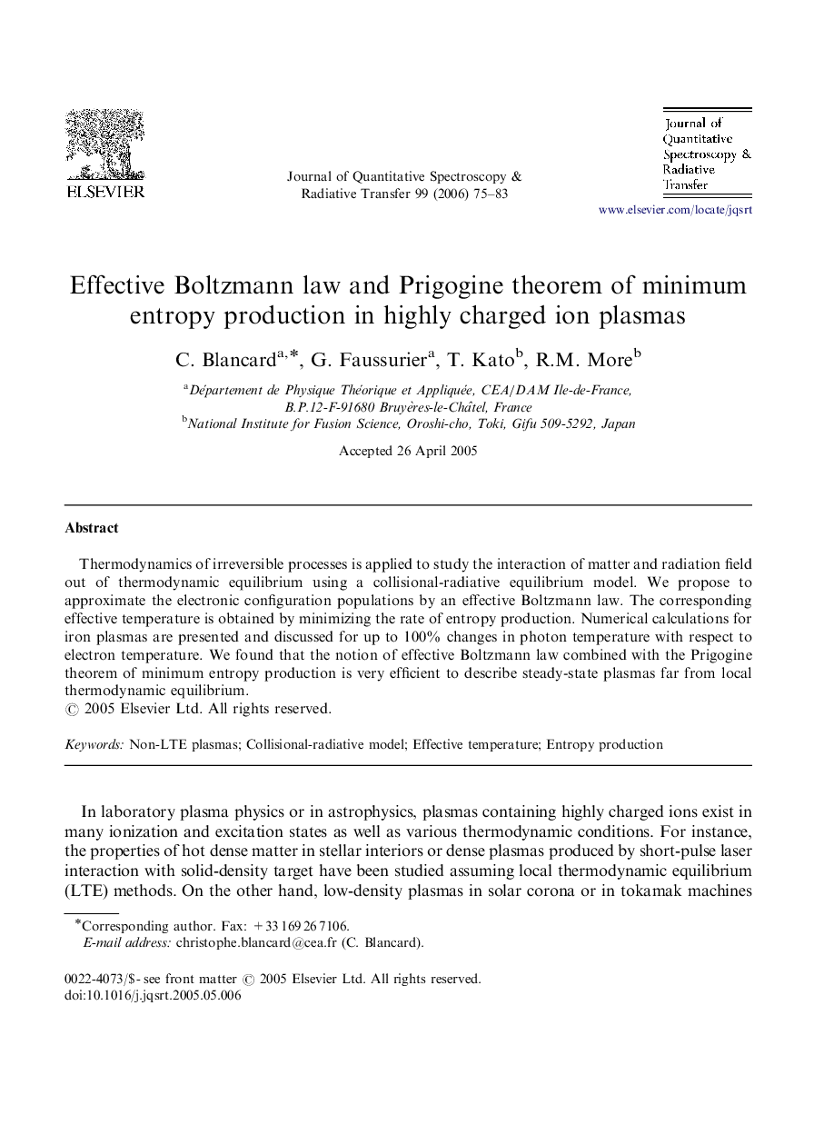 Effective Boltzmann law and Prigogine theorem of minimum entropy production in highly charged ion plasmas