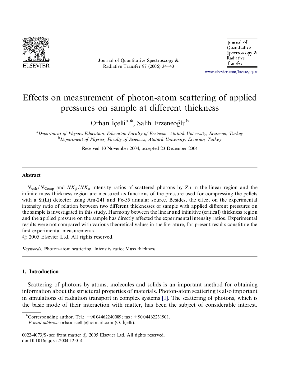 Effects on measurement of photon-atom scattering of applied pressures on sample at different thickness