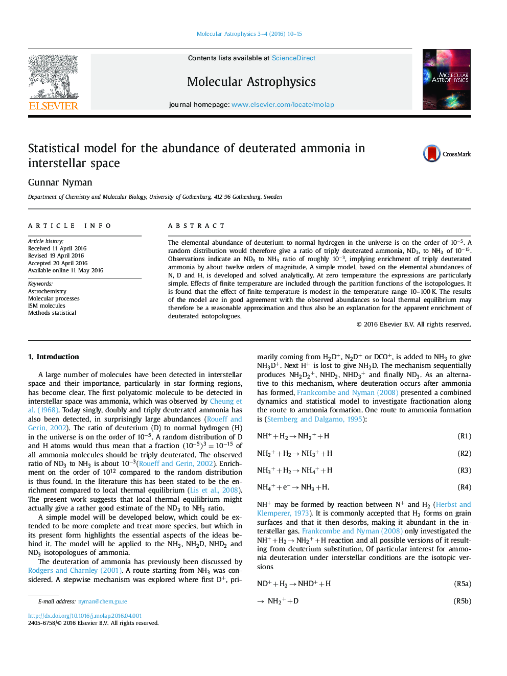 Statistical model for the abundance of deuterated ammonia in interstellar space