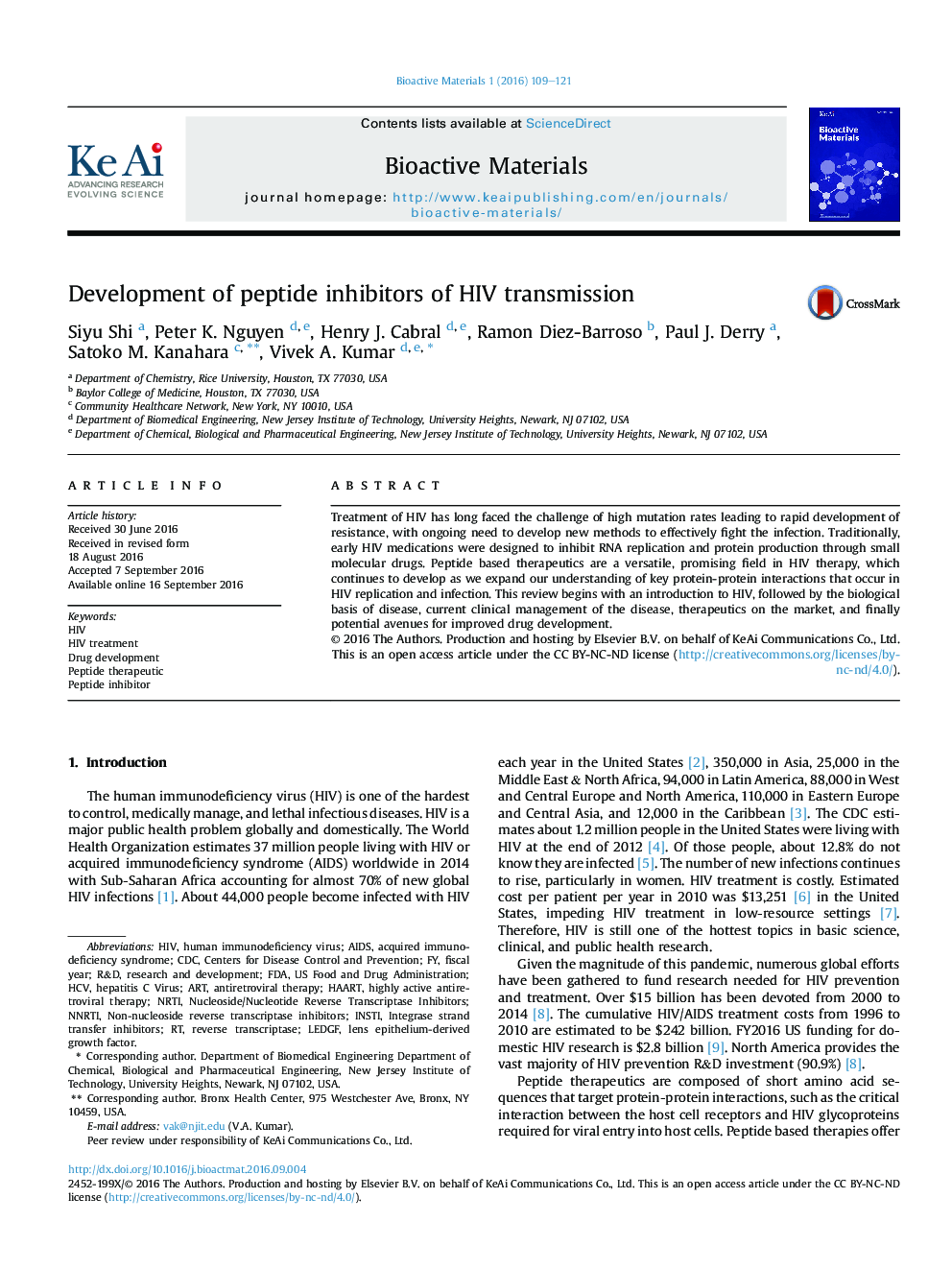 Development of peptide inhibitors of HIV transmission