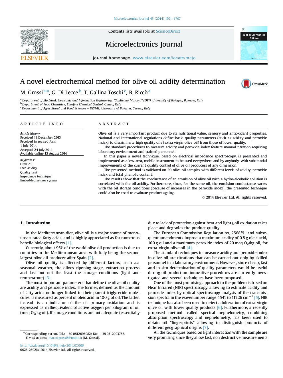 A novel electrochemical method for olive oil acidity determination