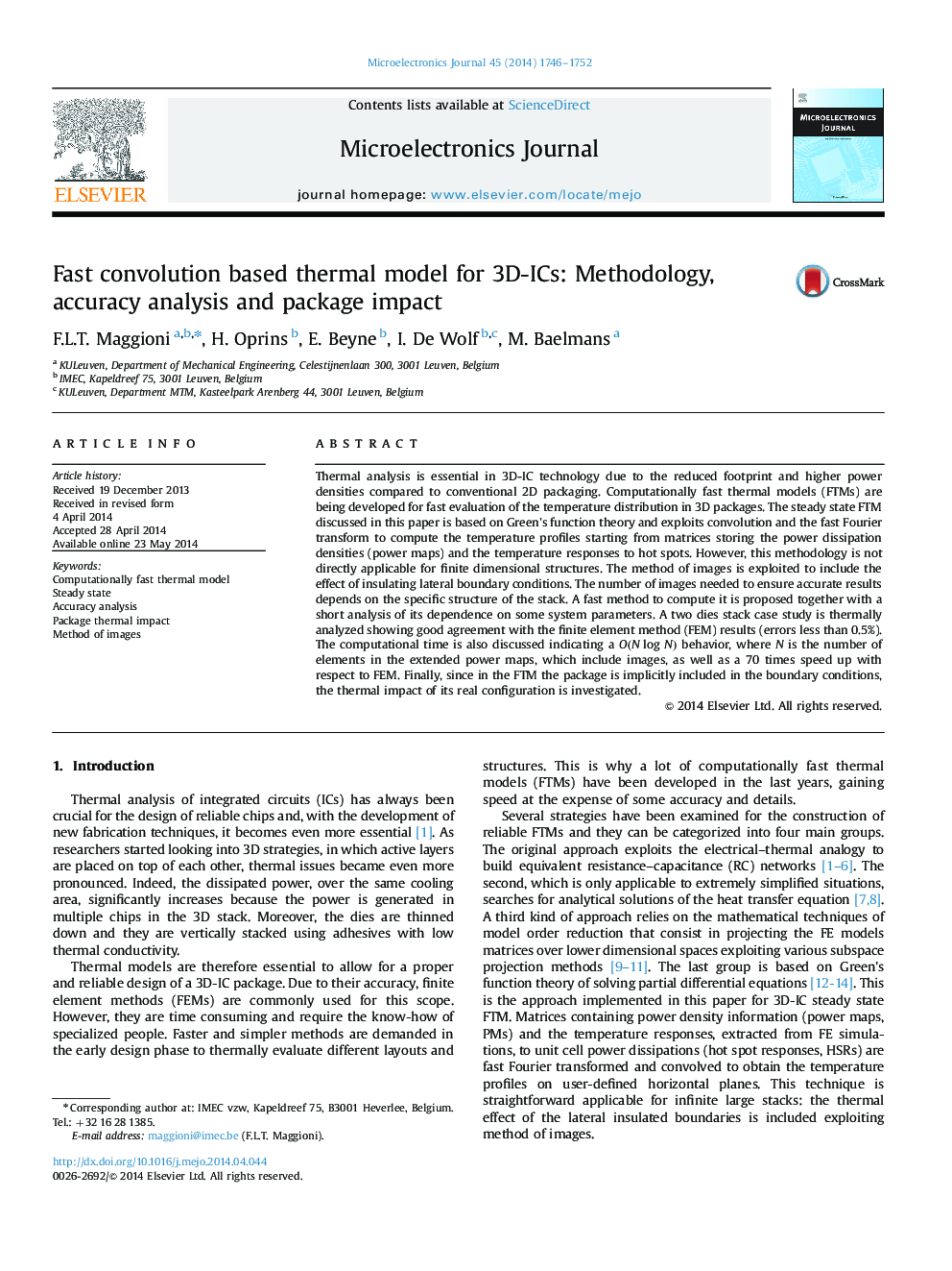 Fast convolution based thermal model for 3D-ICs: Methodology, accuracy analysis and package impact