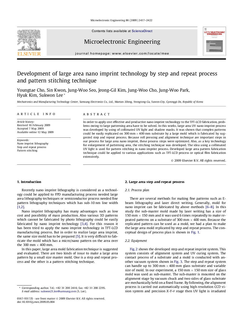 Development of large area nano imprint technology by step and repeat process and pattern stitching technique