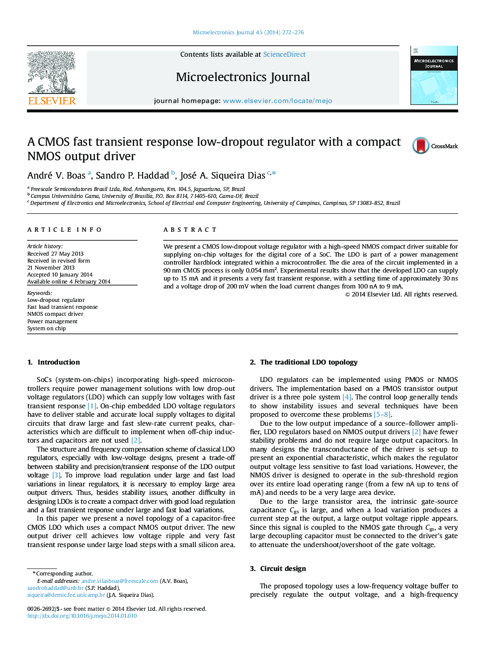 A CMOS fast transient response low-dropout regulator with a compact NMOS output driver