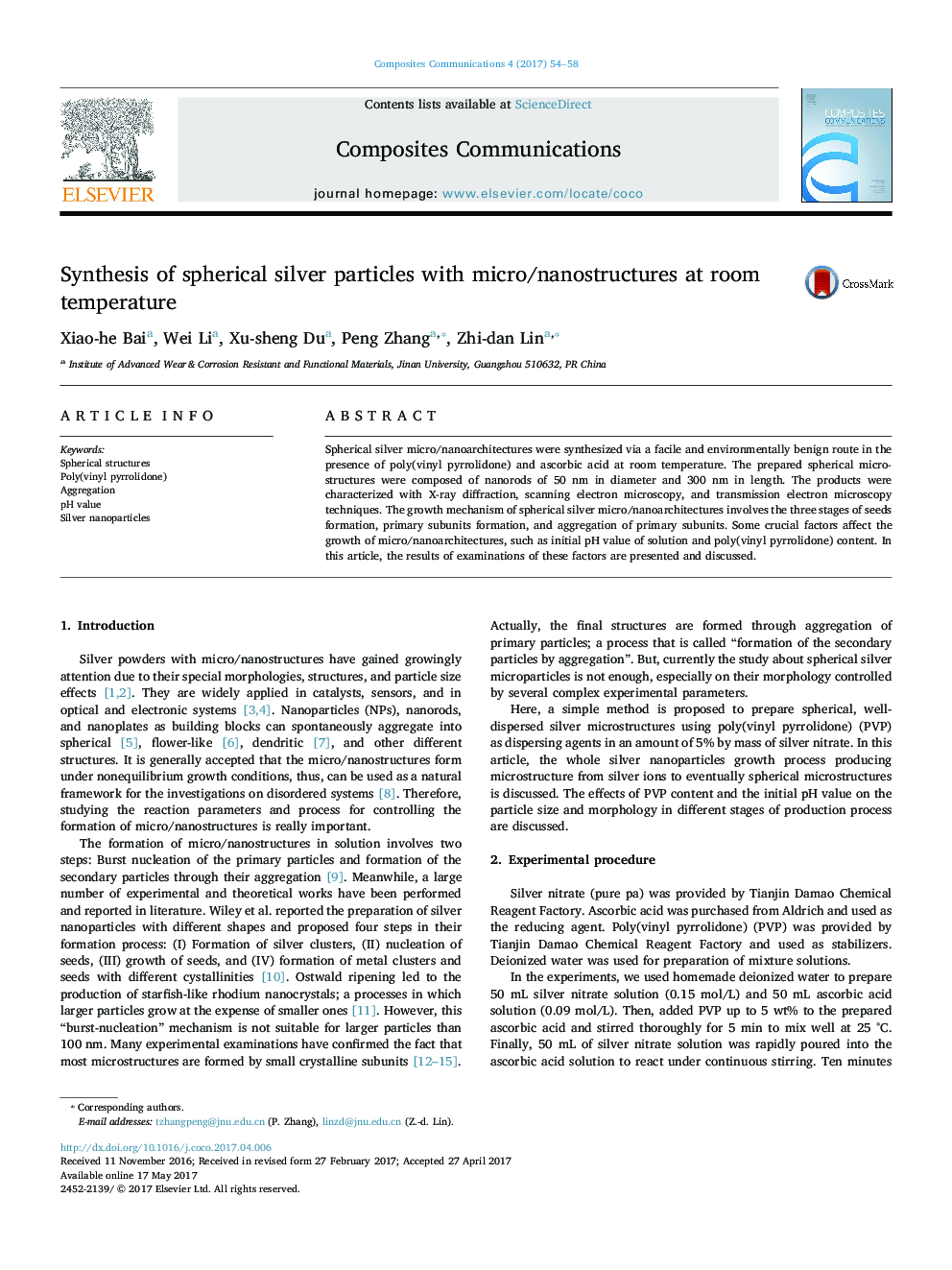 Synthesis of spherical silver particles with micro/nanostructures at room temperature