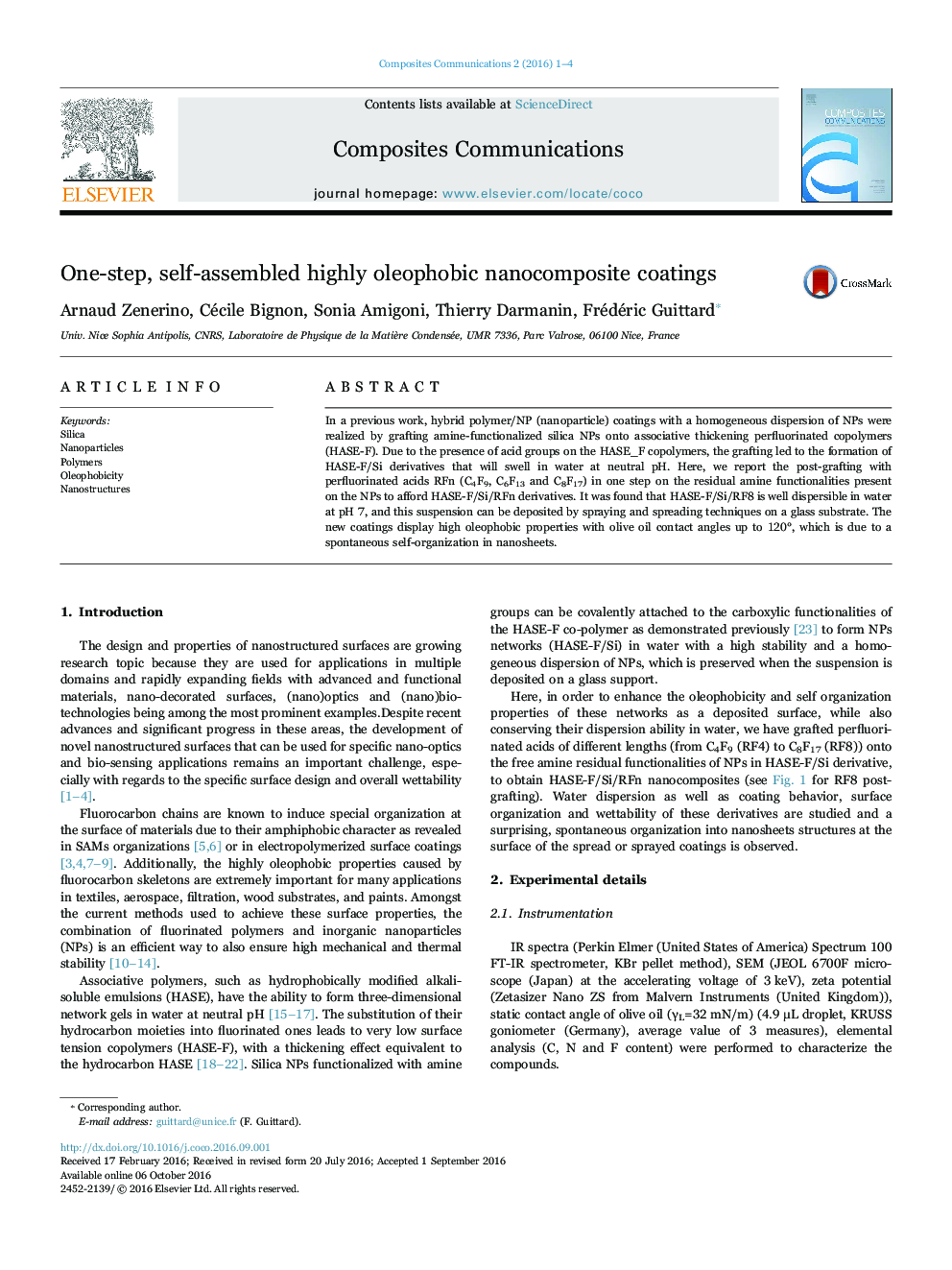 One-step, self-assembled highly oleophobic nanocomposite coatings