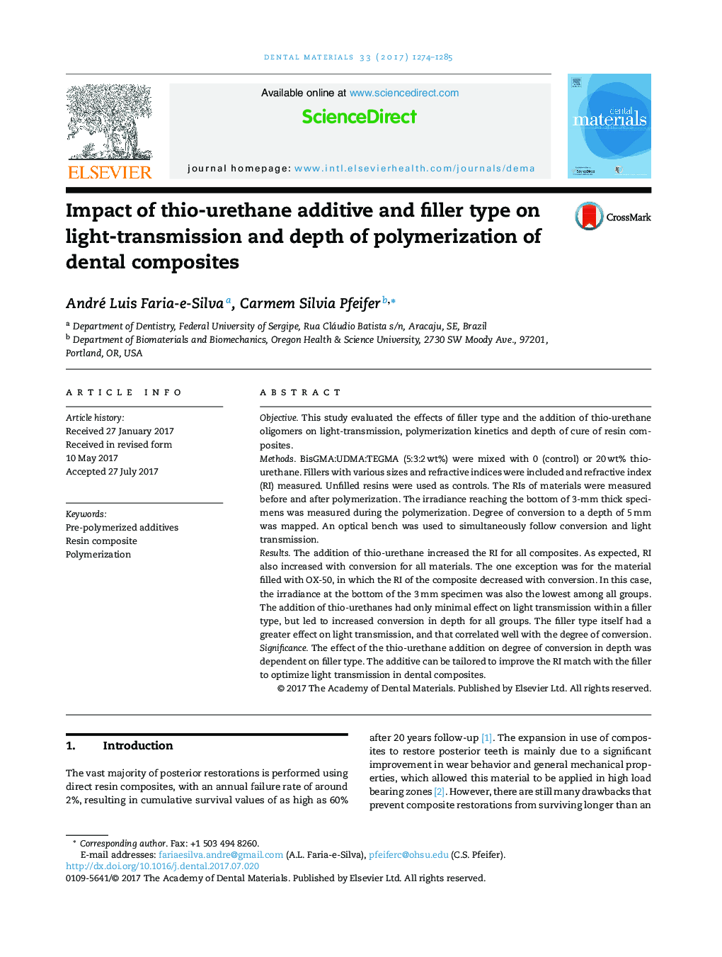 تأثیر نوع افزودنی تری اوریتان و نوع پرکننده بر انتقال نور و عمق پلیمریزاسیون کامپوزیت های دندانی 