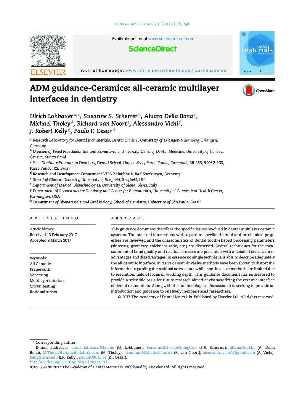 ADM guidance-Ceramics: all-ceramic multilayer interfaces in dentistry