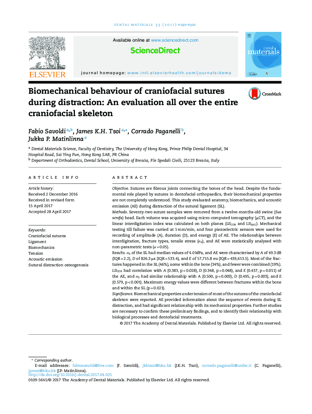 Biomechanical behaviour of craniofacial sutures during distraction: An evaluation all over the entire craniofacial skeleton