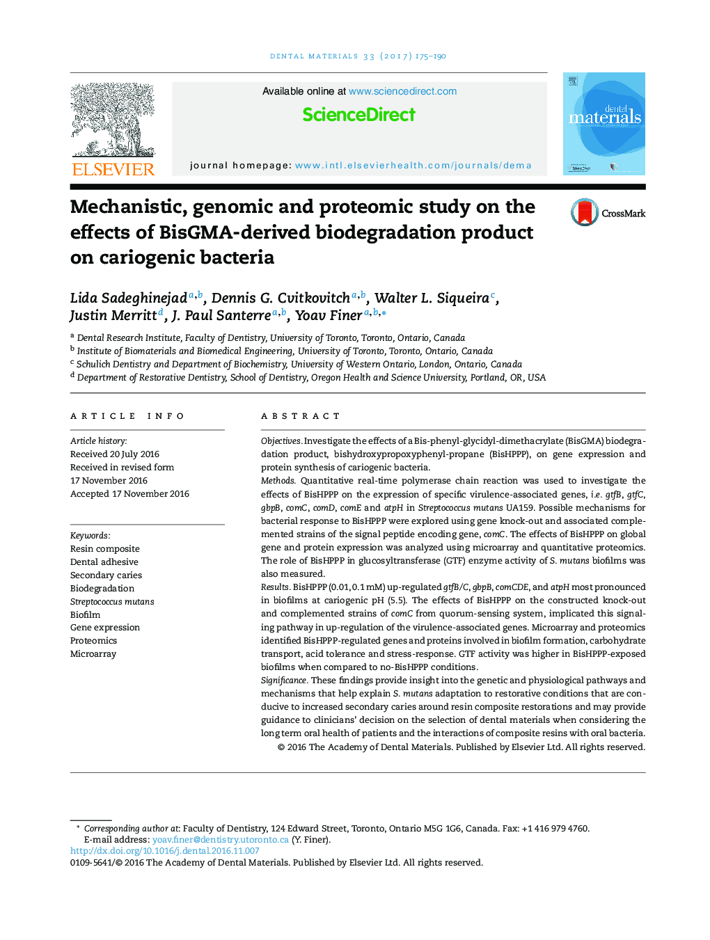 Mechanistic, genomic and proteomic study on the effects of BisGMA-derived biodegradation product on cariogenic bacteria