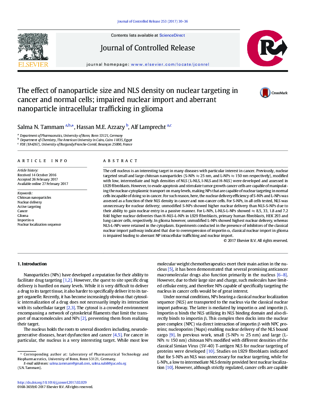 The effect of nanoparticle size and NLS density on nuclear targeting in cancer and normal cells; impaired nuclear import and aberrant nanoparticle intracellular trafficking in glioma