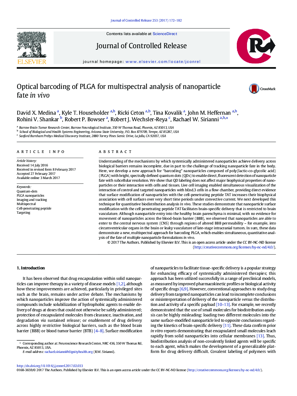 Optical barcoding of PLGA for multispectral analysis of nanoparticle fate in vivo