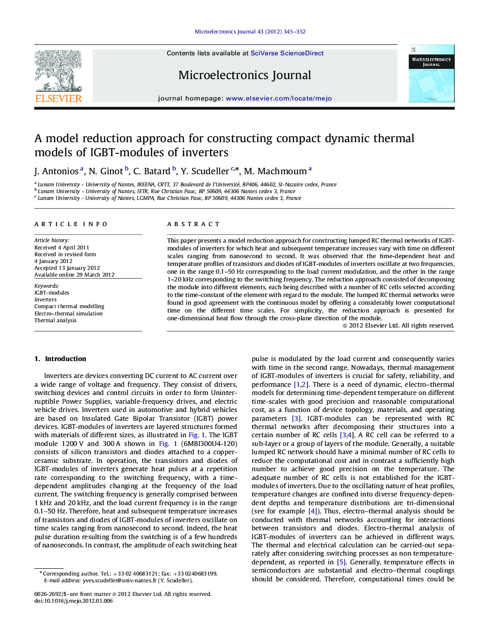 A model reduction approach for constructing compact dynamic thermal models of IGBT-modules of inverters