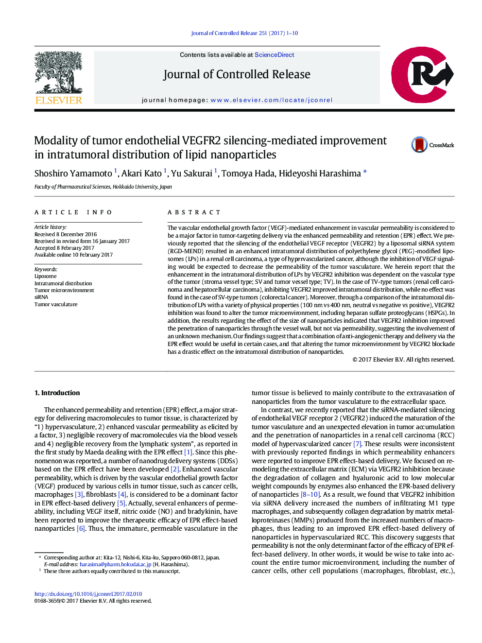 Modality of tumor endothelial VEGFR2 silencing-mediated improvement in intratumoral distribution of lipid nanoparticles