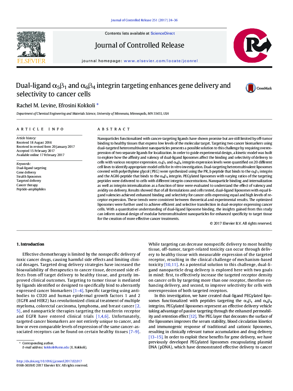 Dual-ligand Î±5Î²1 and Î±6Î²4 integrin targeting enhances gene delivery and selectivity to cancer cells