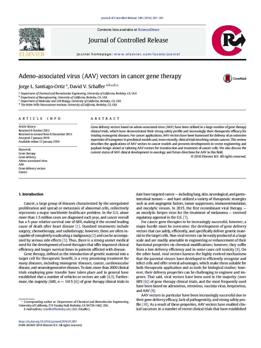 Adeno-associated virus (AAV) vectors in cancer gene therapy