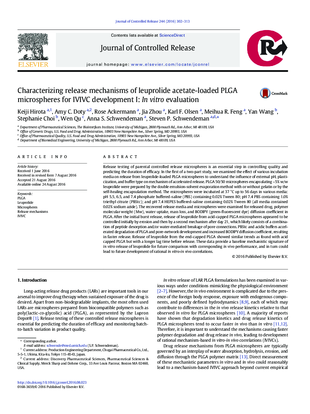 Characterizing release mechanisms of leuprolide acetate-loaded PLGA microspheres for IVIVC development I: In vitro evaluation