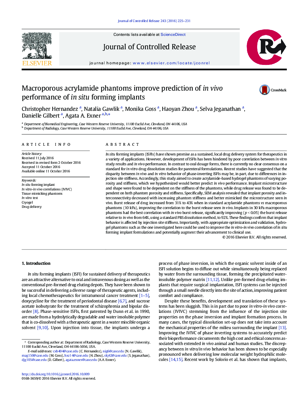 Macroporous acrylamide phantoms improve prediction of in vivo performance of in situ forming implants