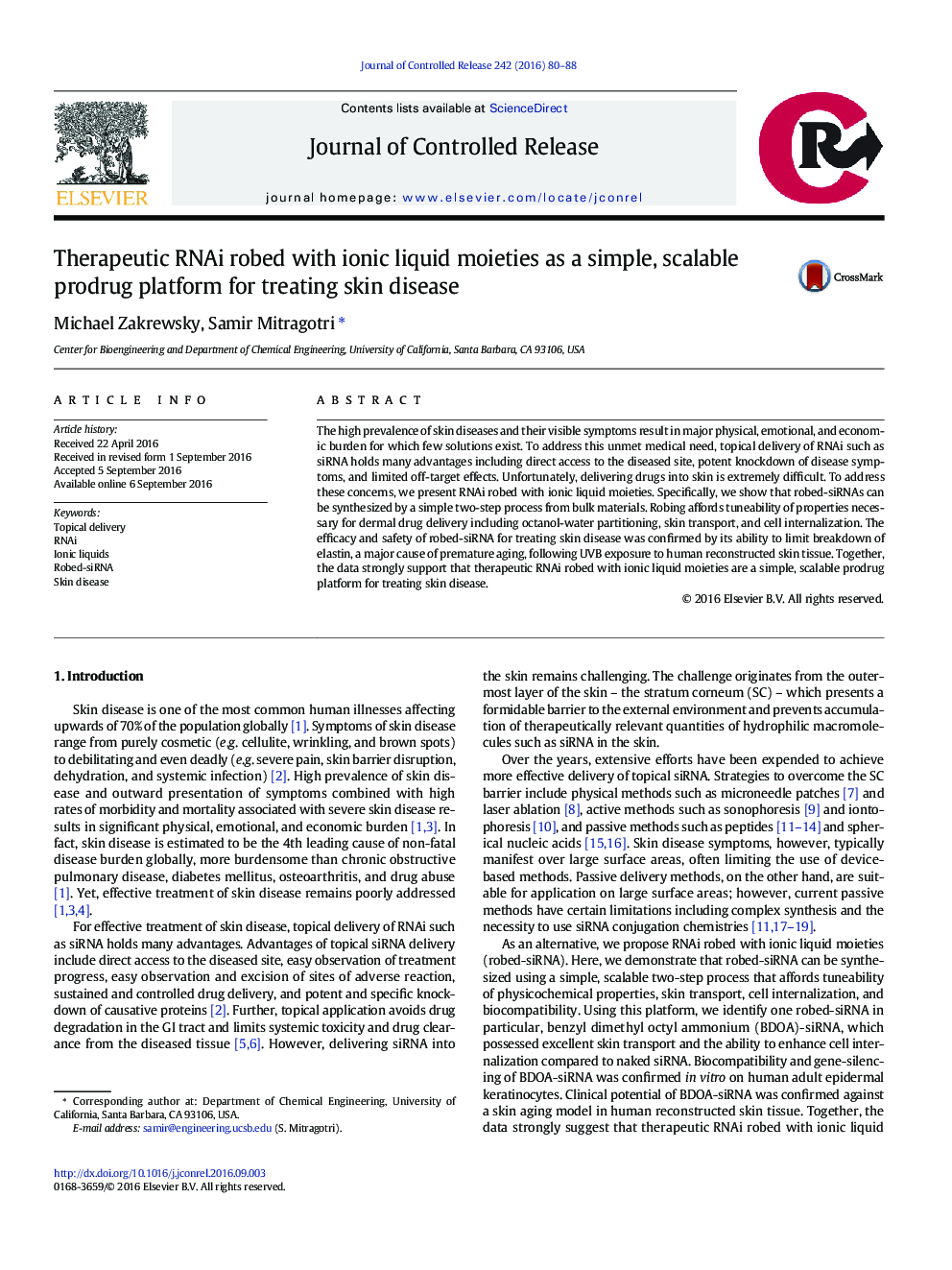 Therapeutic RNAi robed with ionic liquid moieties as a simple, scalable prodrug platform for treating skin disease