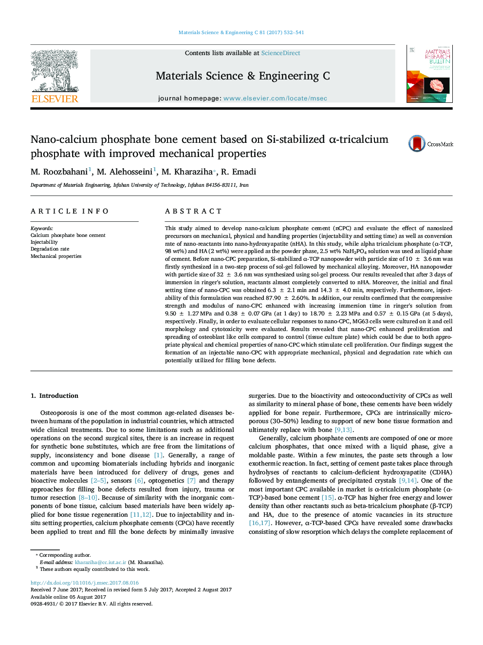 Nanoâcalcium phosphate bone cement based on Si-stabilized Î±-tricalcium phosphate with improved mechanical properties