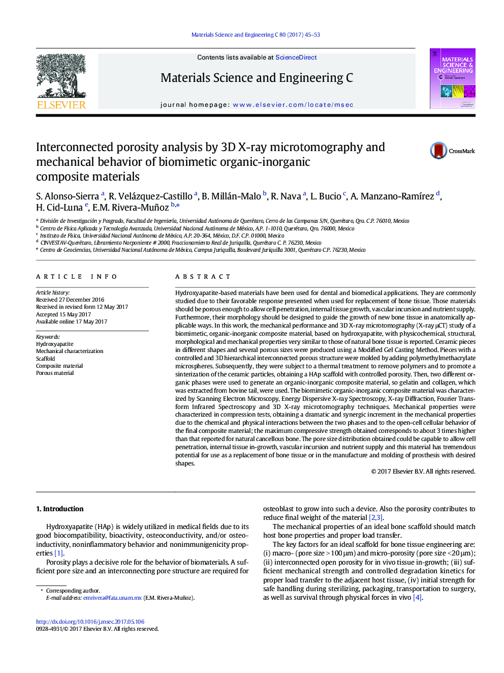 Interconnected porosity analysis by 3D X-ray microtomography and mechanical behavior of biomimetic organic-inorganic composite materials