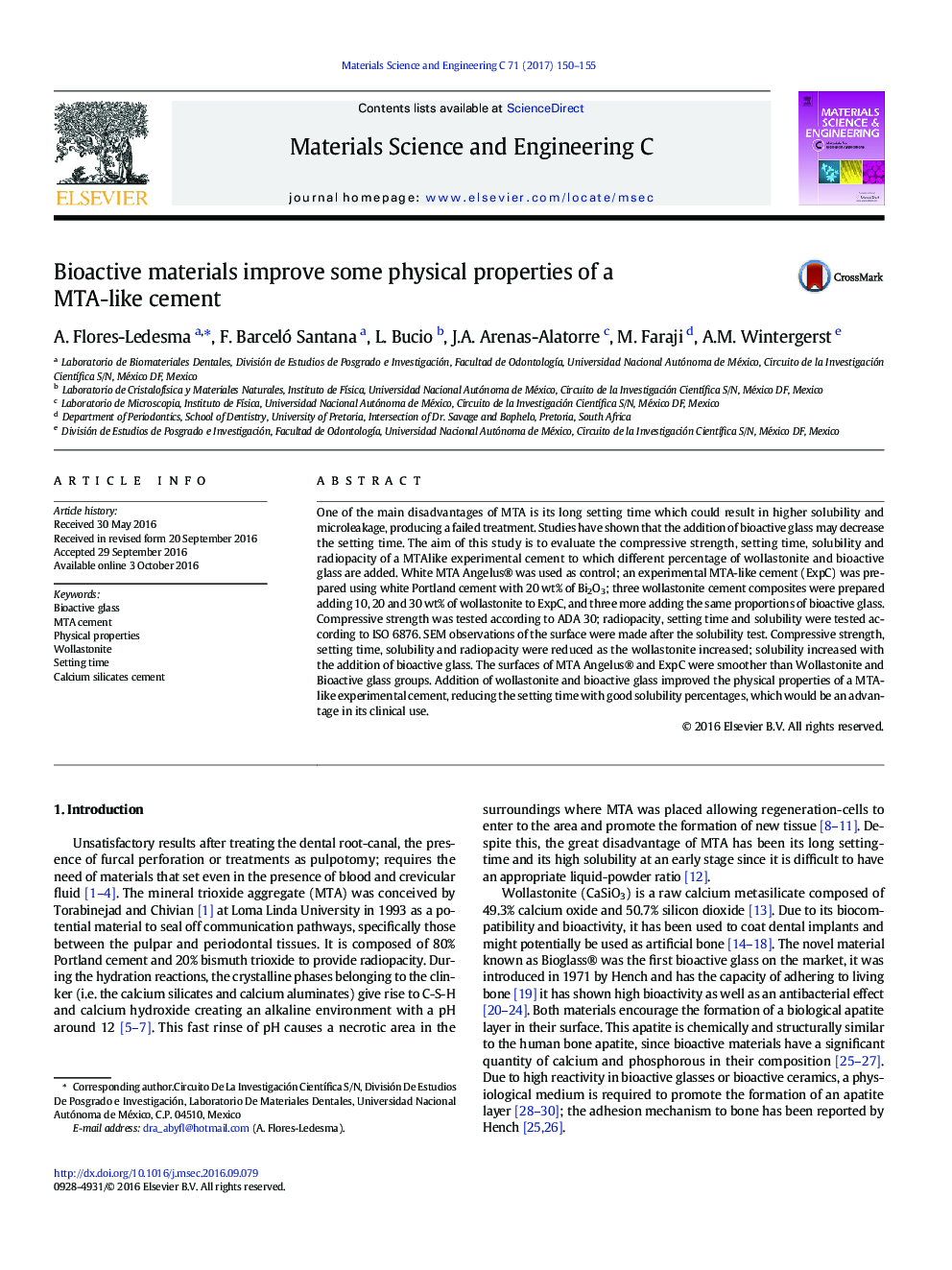 Bioactive materials improve some physical properties of a MTA-like cement