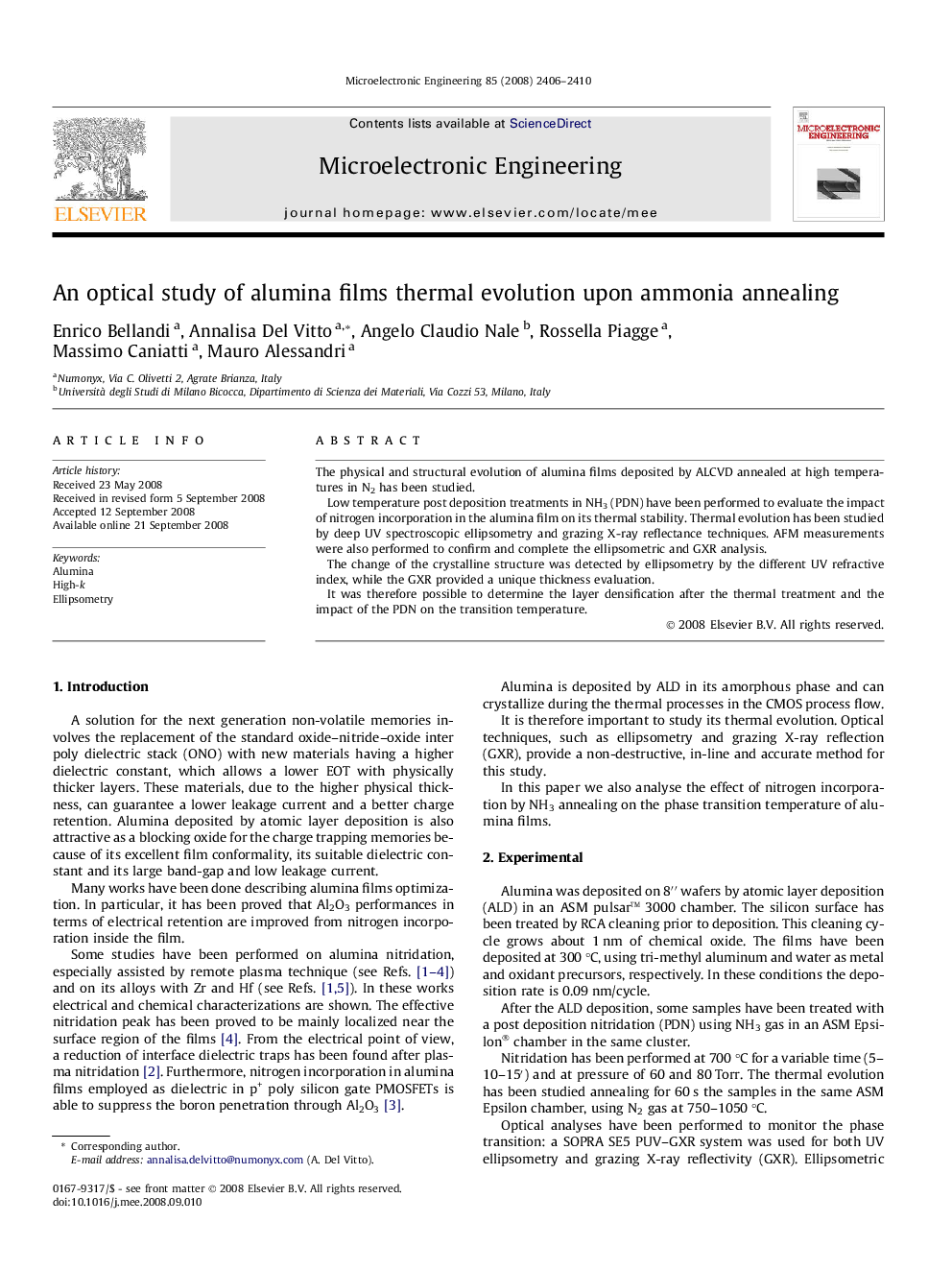 An optical study of alumina films thermal evolution upon ammonia annealing