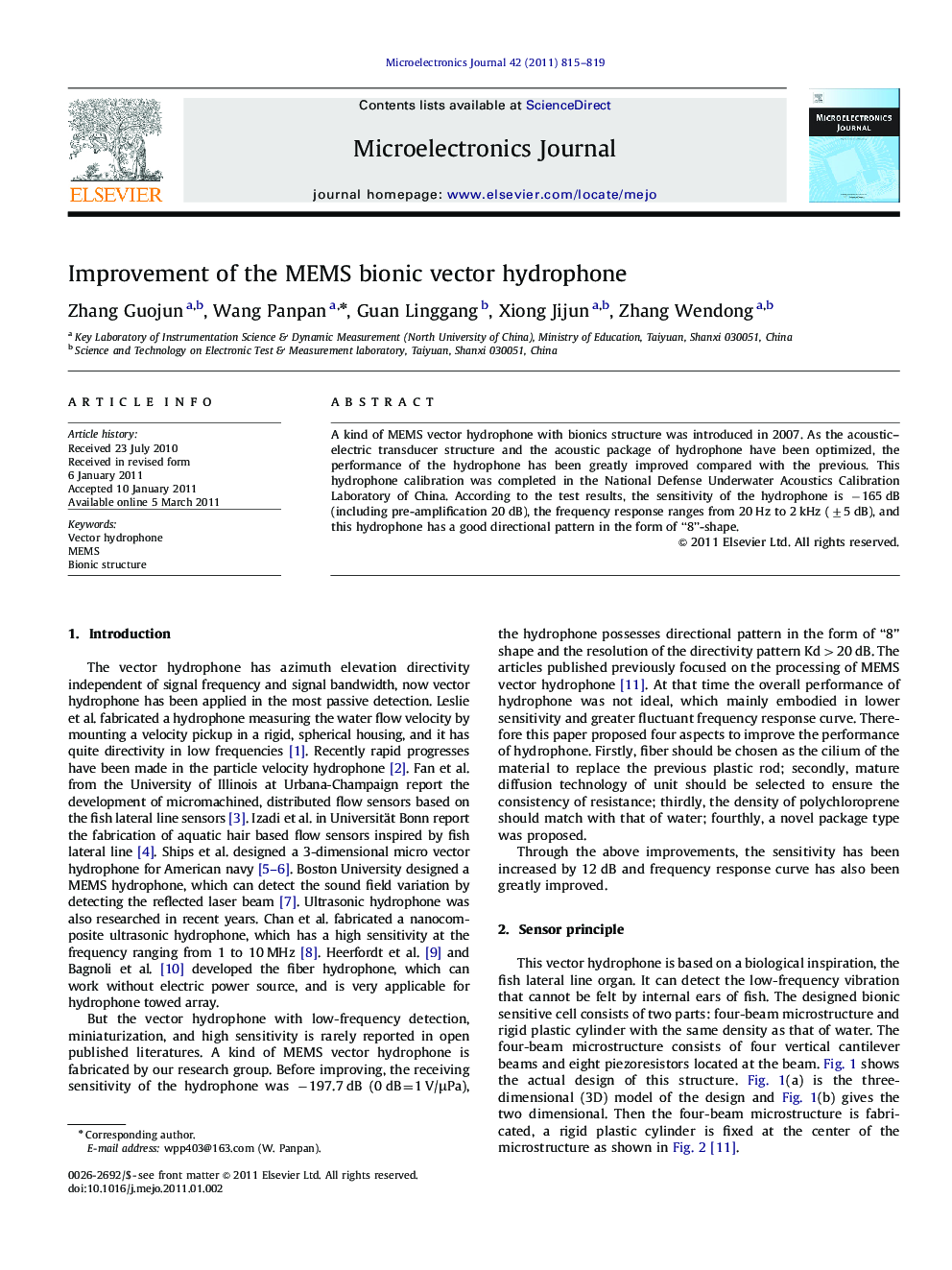 Improvement of the MEMS bionic vector hydrophone