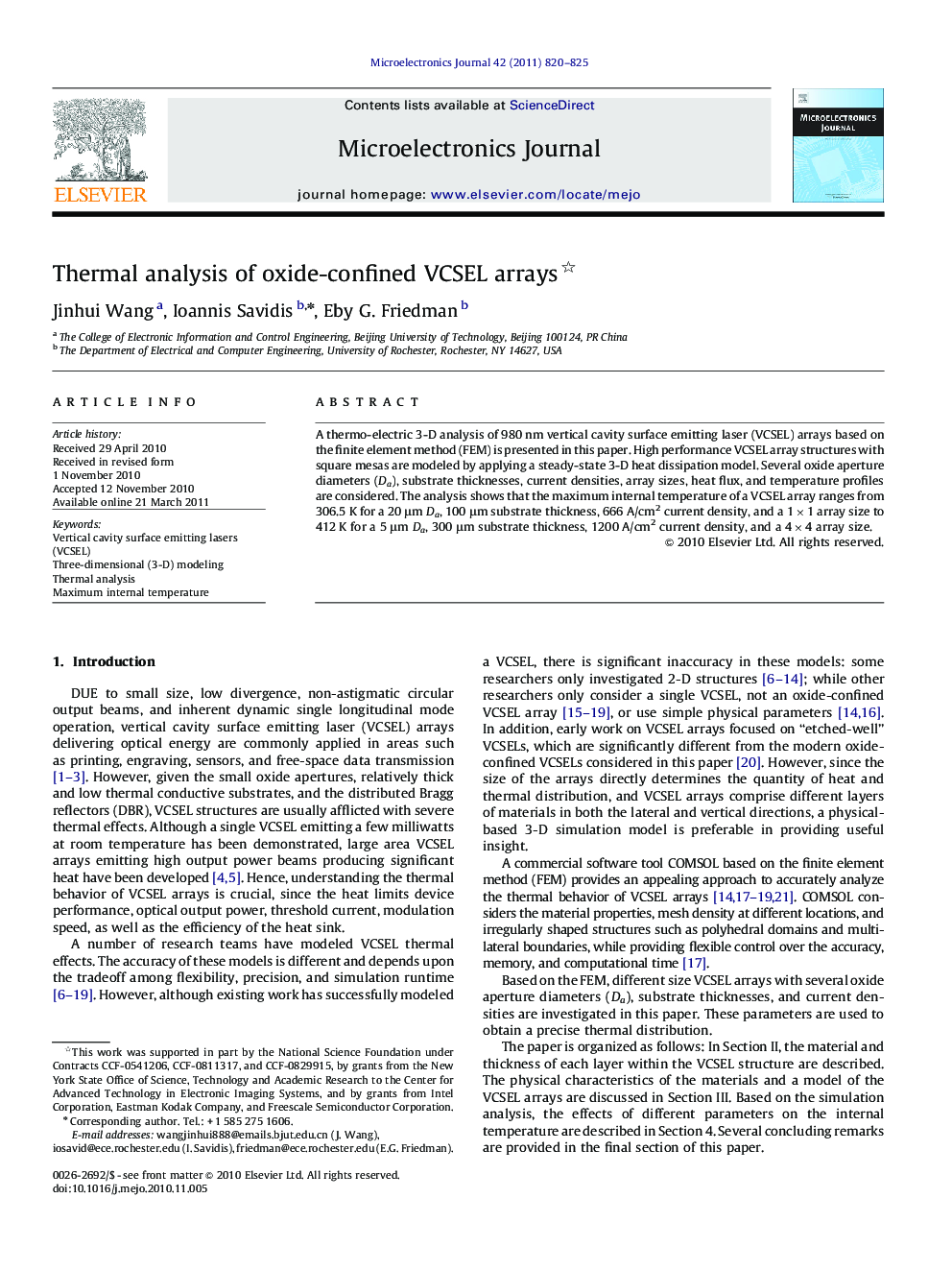 Thermal analysis of oxide-confined VCSEL arrays 