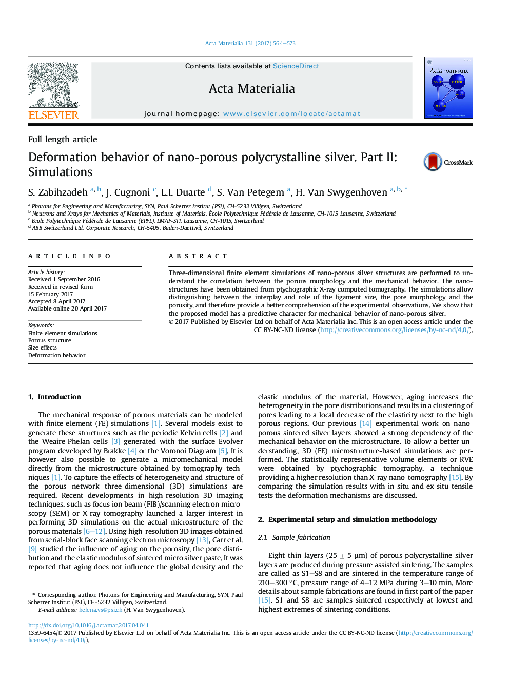 Deformation behavior of nano-porous polycrystalline silver. Part II: Simulations