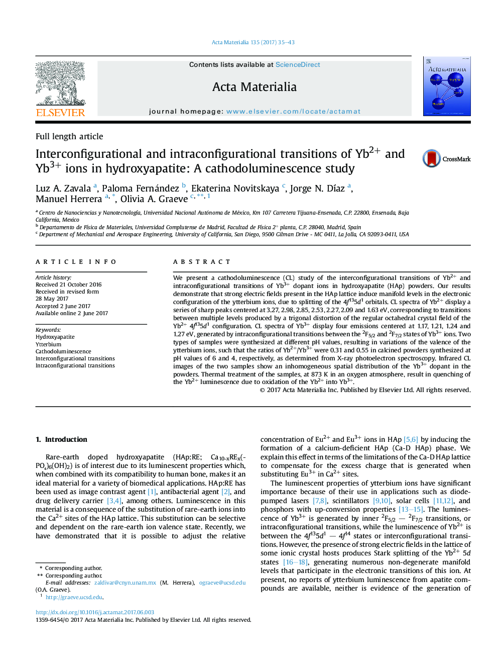 Interconfigurational and intraconfigurational transitions of Yb2+ and Yb3+ ions in hydroxyapatite: A cathodoluminescence study