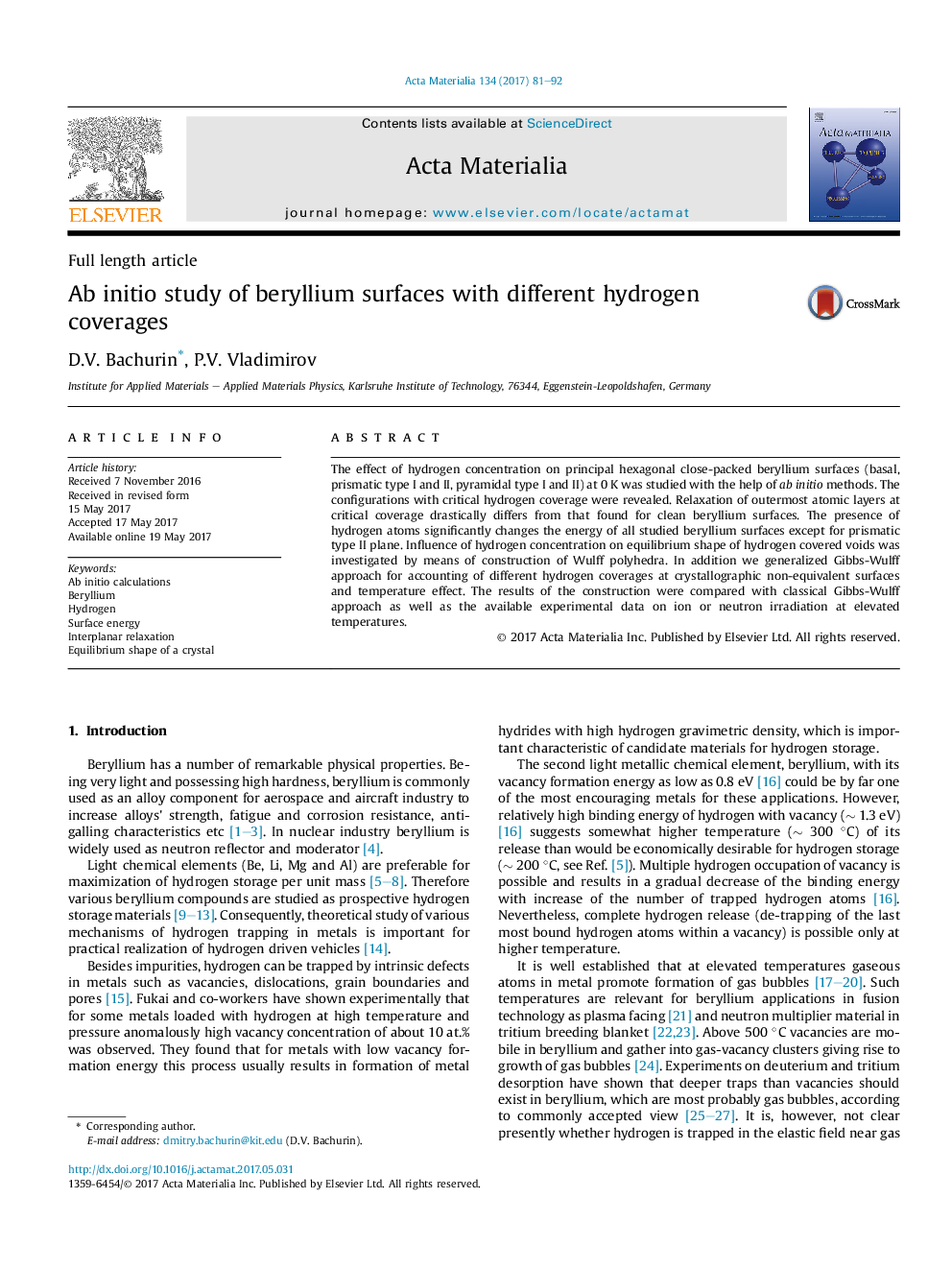 Ab initio study of beryllium surfaces with different hydrogen coverages