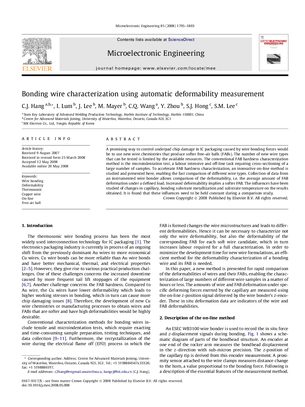 Bonding wire characterization using automatic deformability measurement