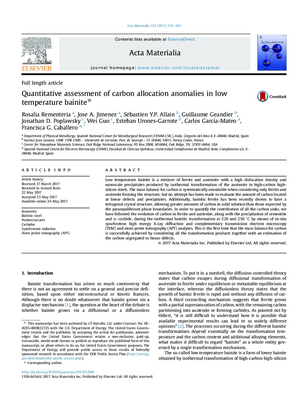 Quantitative assessment of carbon allocation anomalies in low temperature bainite 