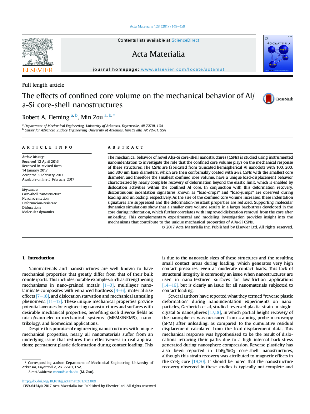 The effects of confined core volume on the mechanical behavior of Al/a-Si core-shell nanostructures