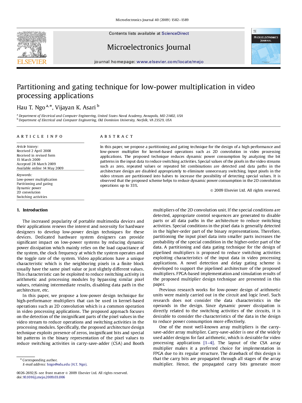 Partitioning and gating technique for low-power multiplication in video processing applications