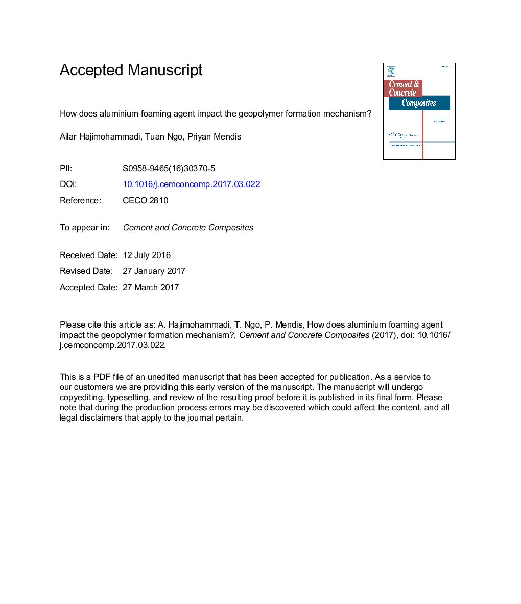 How does aluminium foaming agent impact the geopolymer formation mechanism?