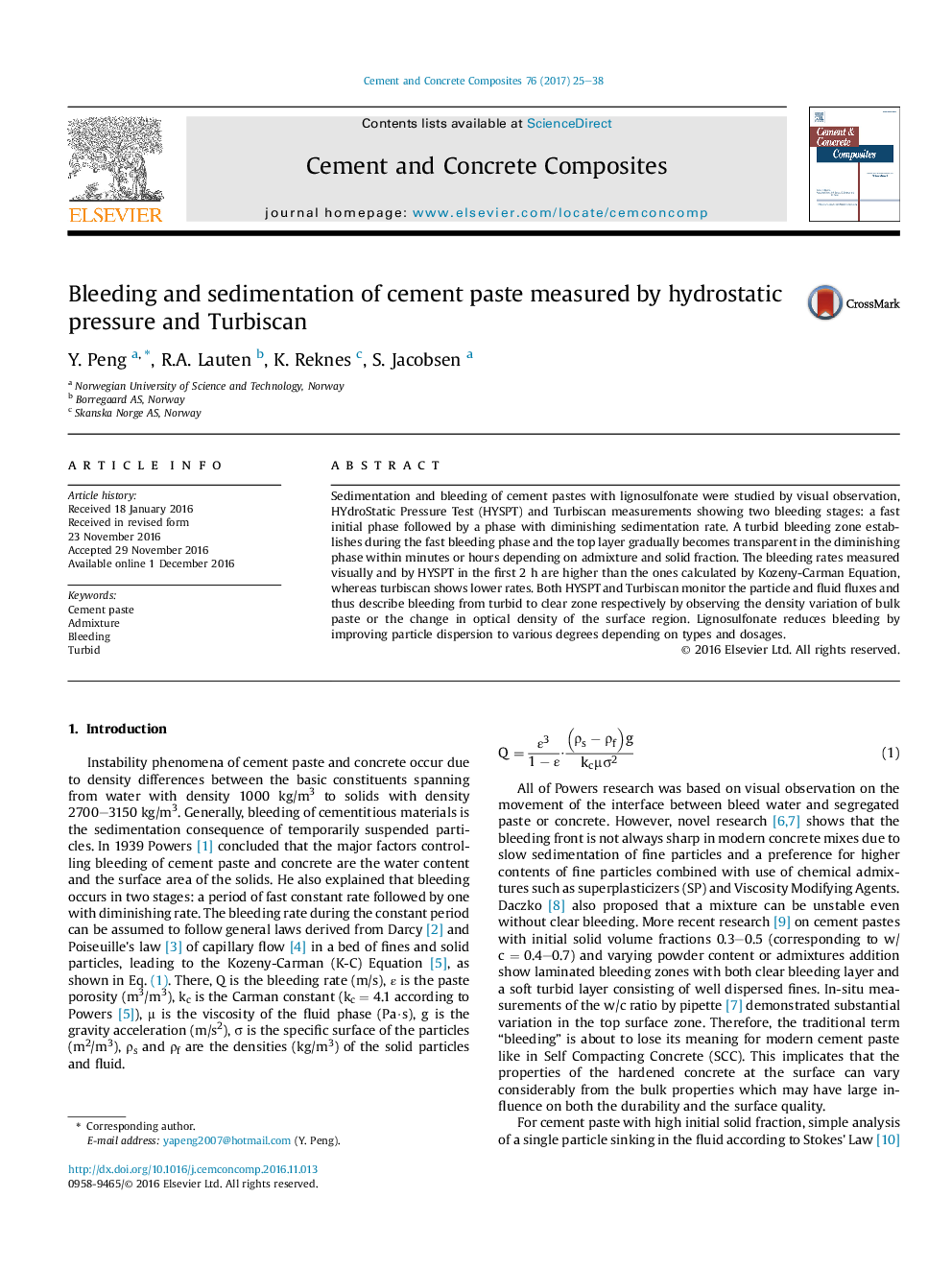 Bleeding and sedimentation of cement paste measured by hydrostatic pressure and Turbiscan