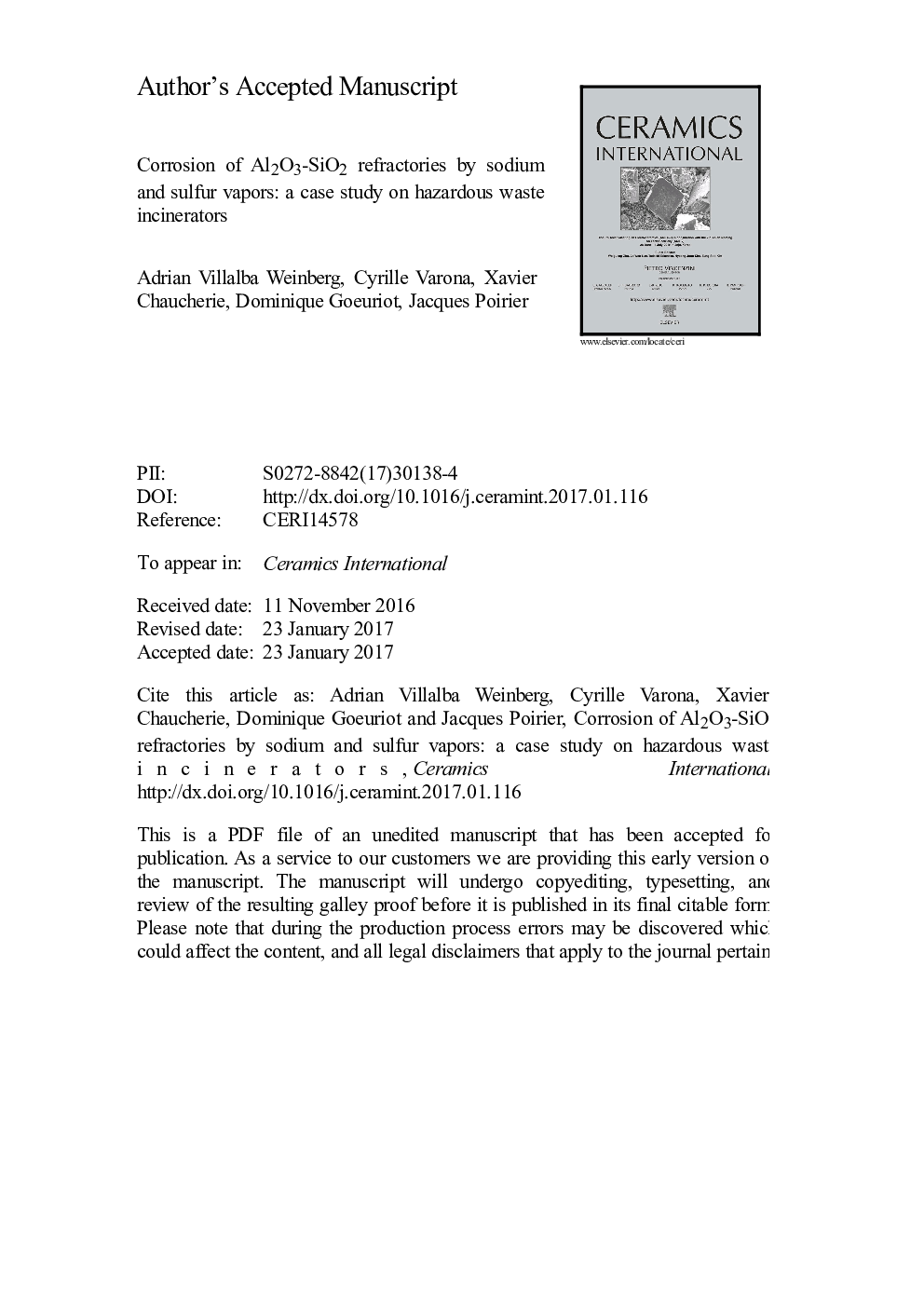 Corrosion of Al2O3-SiO2 refractories by sodium and sulfur vapors: A case study on hazardous waste incinerators