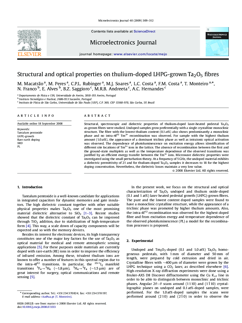 Structural and optical properties on thulium-doped LHPG-grown Ta2O5 fibres