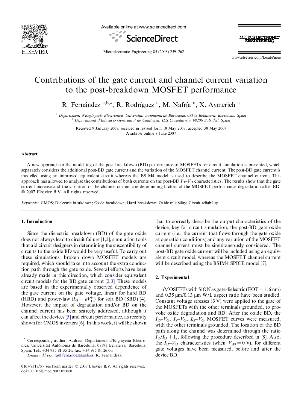 Contributions of the gate current and channel current variation to the post-breakdown MOSFET performance