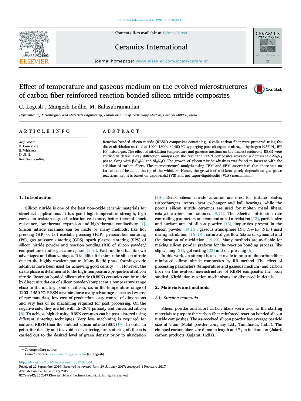 Effect of temperature and gaseous medium on the evolved microstructures of carbon fiber reinforced reaction bonded silicon nitride composites