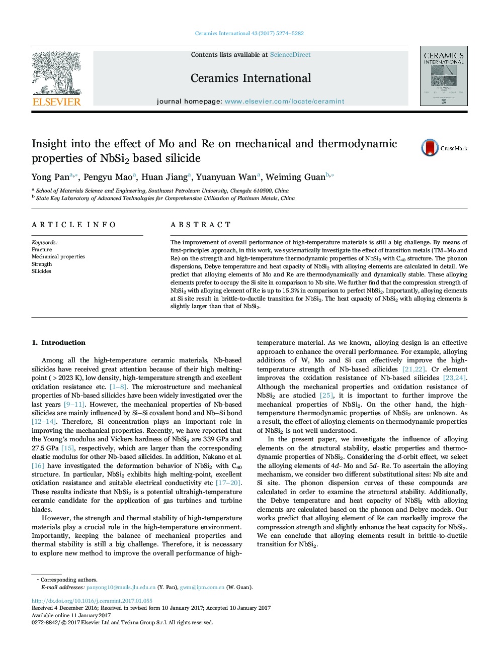 Insight into the effect of Mo and Re on mechanical and thermodynamic properties of NbSi2 based silicide