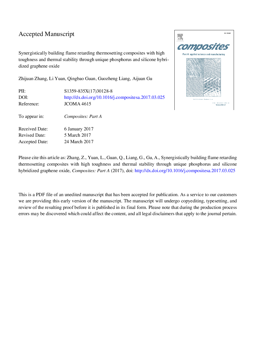 Synergistically building flame retarding thermosetting composites with high toughness and thermal stability through unique phosphorus and silicone hybridized graphene oxide