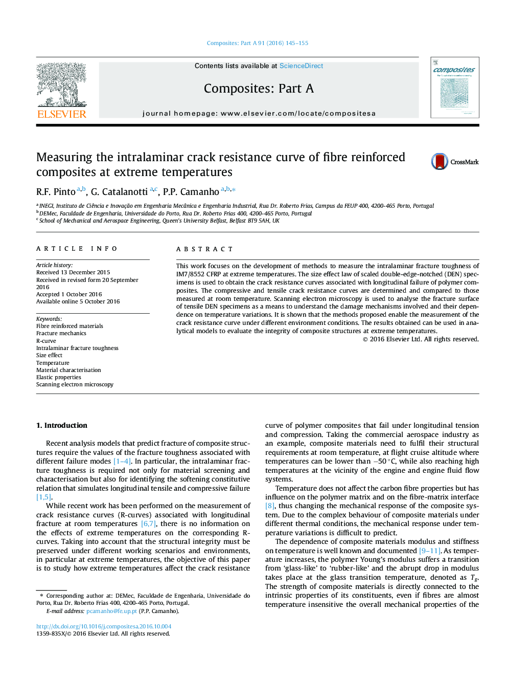 Measuring the intralaminar crack resistance curve of fibre reinforced composites at extreme temperatures