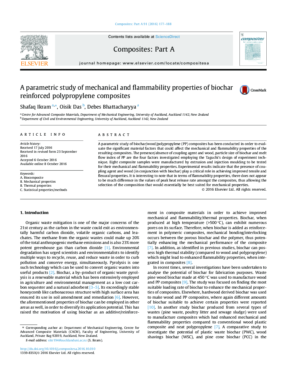 A parametric study of mechanical and flammability properties of biochar reinforced polypropylene composites