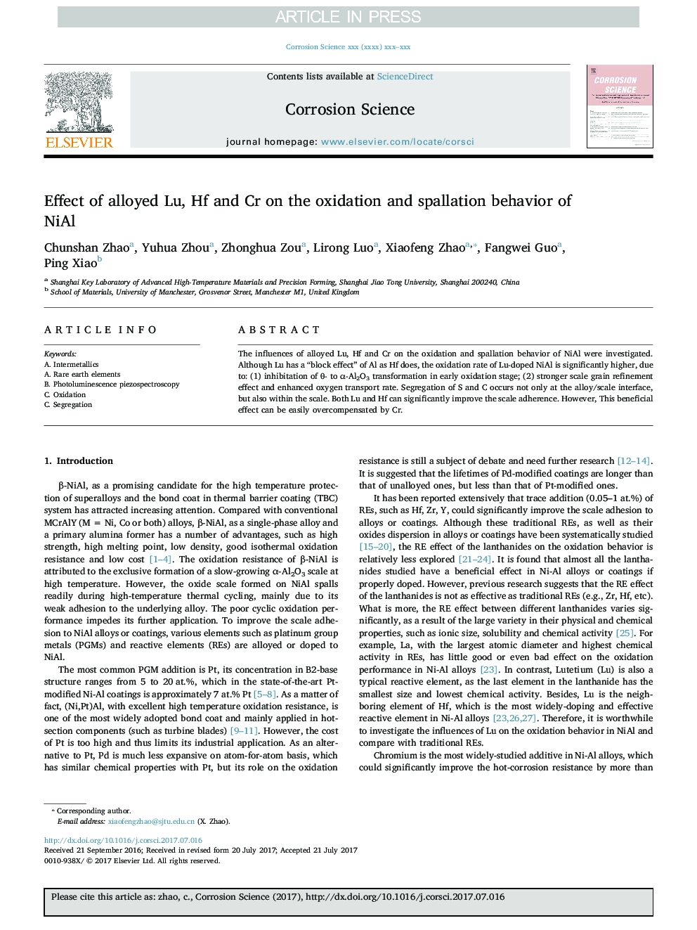 Effect of alloyed Lu, Hf and Cr on the oxidation and spallation behavior of NiAl