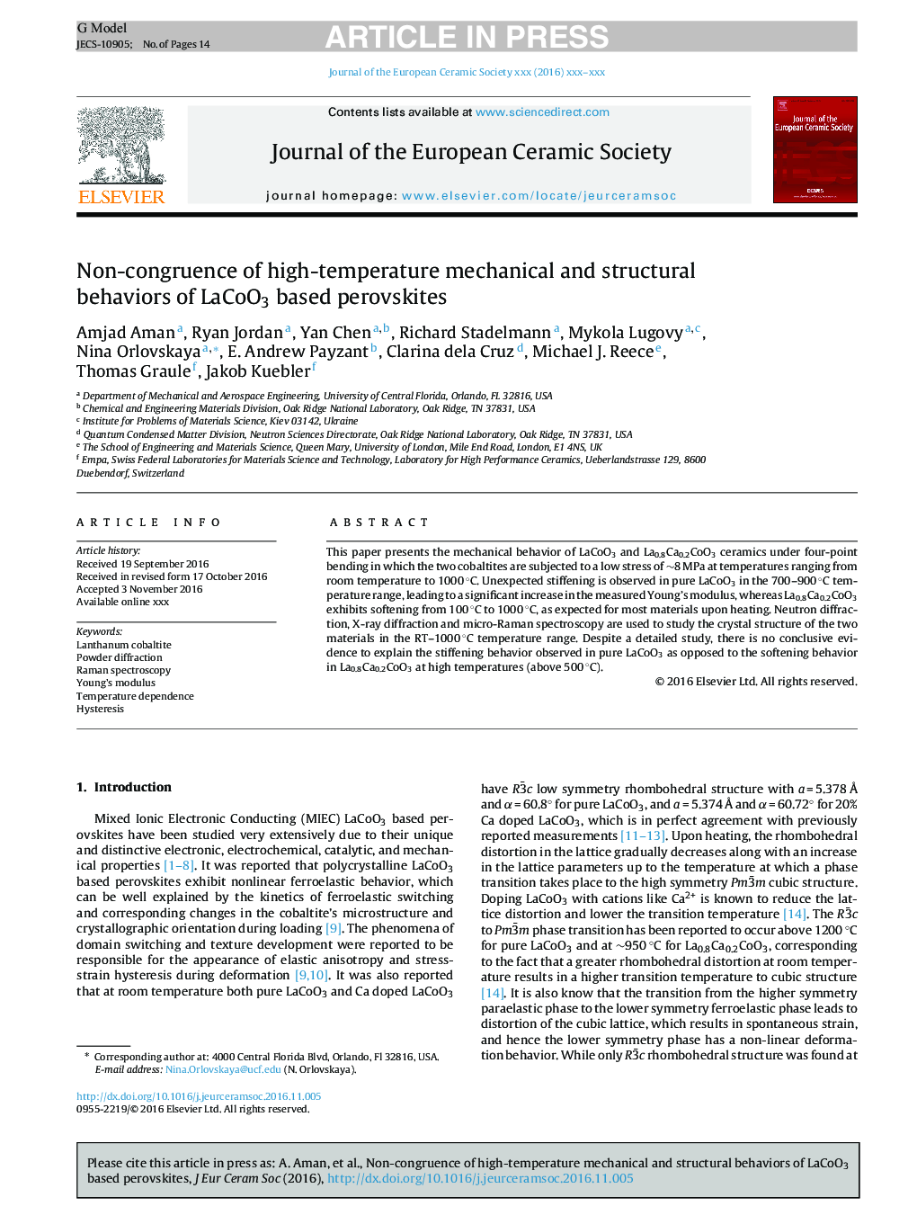 Non-congruence of high-temperature mechanical and structural behaviors of LaCoO3 based perovskites