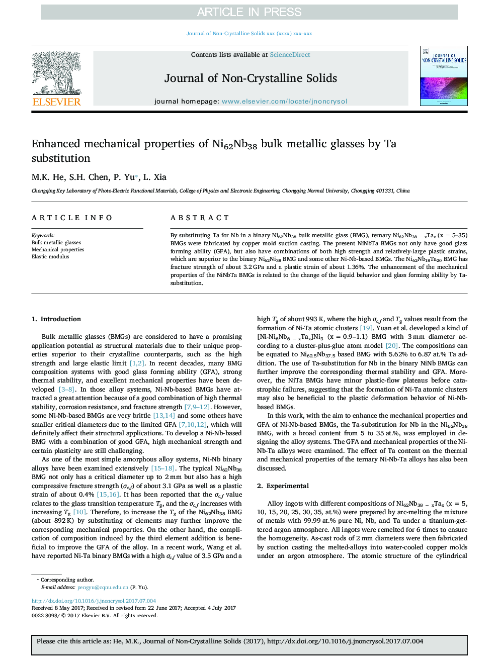 Enhanced mechanical properties of Ni62Nb38 bulk metallic glasses by Ta substitution