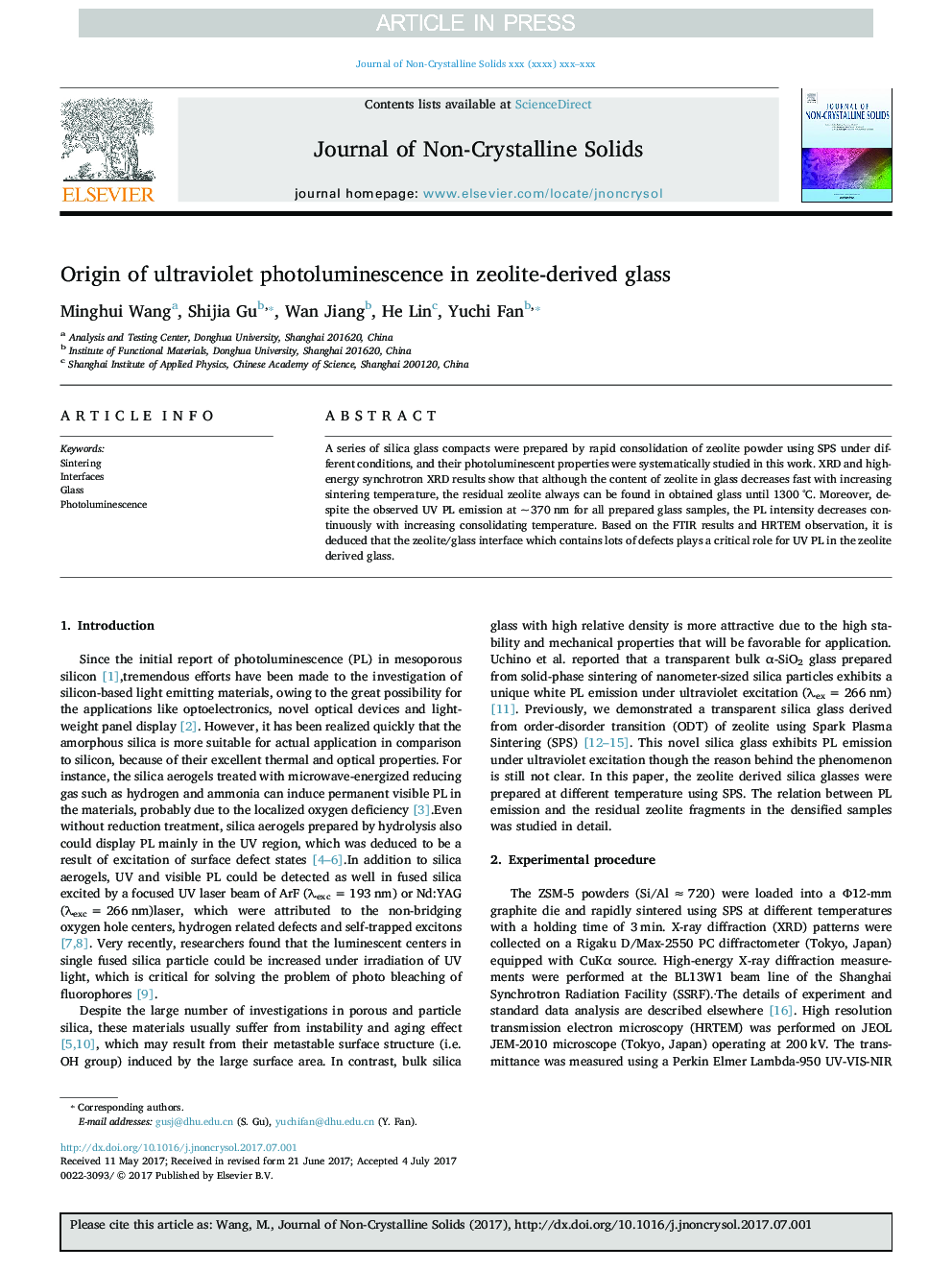 Origin of ultraviolet photoluminescence in zeolite-derived glass